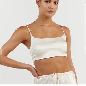 DISSH Cream Charli Pearl Satin Crop Top sz 6